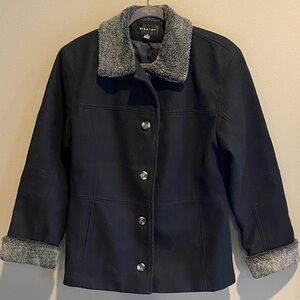 Braetan Black and Gray Wool Pea Coat